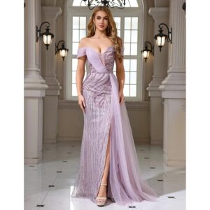Exclusivo Vestido Lila con Plata de Lentejuelas